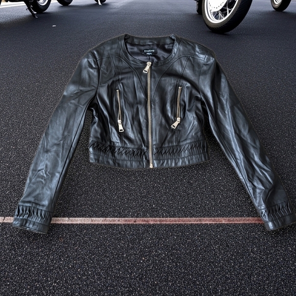bebe Jackets & Blazers - This is a Small Cropped black Bebe faux-leather jacket.